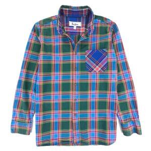 BODEN Casual Long Sleeve Button Down Flannel Shirt Cowboy Plaid Western Large